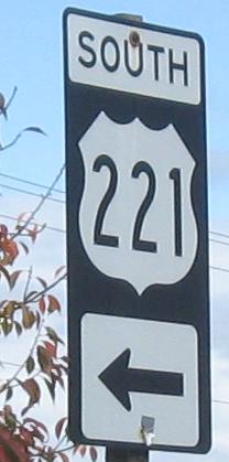 The first sign is SB where US 221 NB made a right in the previous run ...